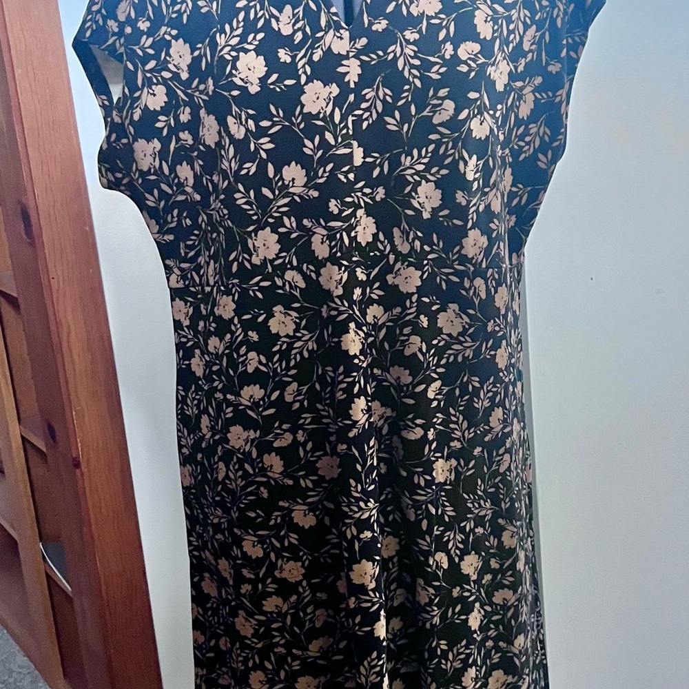Floral Black and Camel Dress